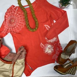 Desigual light knit long sleeve sweater top size XS